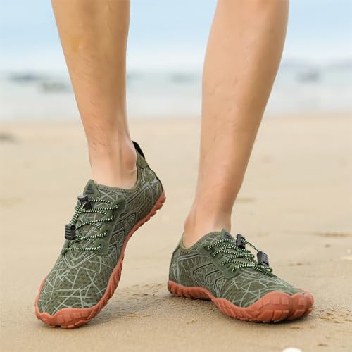 UBFEN Water Shoes for Men Women Quick Dry Swim Aqua Socks | Lightweight Barefoot-style Fit, Rubber Sole, Hiking, Fishing, Kayaking, Beach, Pool, Boating, Diving And Water-to-land Wear - color: Green, size: 12 Women/10 Men