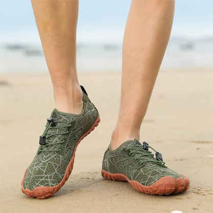 UBFEN Water Shoes for Men Women Quick Dry Swim Aqua Socks | Lightweight Barefoot-style Fit, Rubber Sole, Hiking, Fishing, Kayaking, Beach, Pool, Boating, Diving And Water-to-land Wear - color: Green, size: 14 Women/12 Men