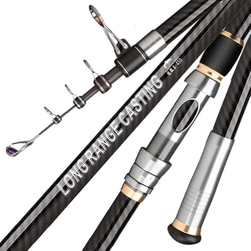 13Ft 14Ft 16.4Ft Telescopic Fishing Rod,1-7Oz,15-40LB Carbon Portable Spinning Fishing Pole, Boat Saltwater and Freshwater Surfcasting Baitcasting Rod, Long Distance Throwing Fishing Rod - size: 14.0 ft