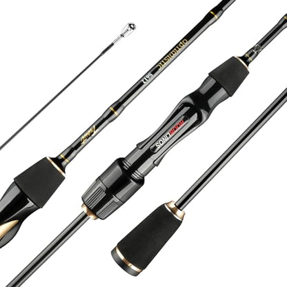 Ultralight Trout Spinning Rod,1.85m 6' Fast Action Carbon Fiber Fishing Pole, Stream Lake River Bass Trout Panfish Crappie 0.8-7g Lure, Sensitive Tip, Portable 2-Piece Travel Design - size: OPT-S612UL, 1.85m