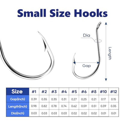 UCEC Octopus Hooks Saltwater Freshwater, Small Fishing Hooks 1000/400/150PCS Barbed Catfish Bend Eye Circle Hook, for Dad Fish Hook Kit Size1/0#1#2#3#4#5#6#7#8#9#10#11#12 - color: 150PCS Size: #1 #2 #3 #4 #5 #6 #8 #10 #12