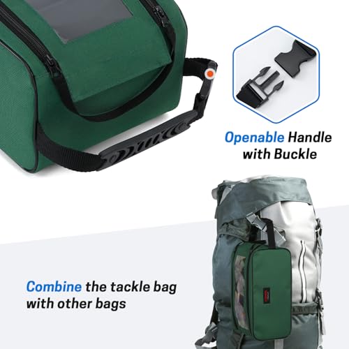 VISEMAN Fishing Tackle Bag, Waterproof Bait Storage Bag, Tackle Organizer | Fishing Bait Bag with Transparent Window for Crappie and Bass Fishing - color: Green