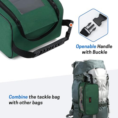 VISEMAN Fishing Tackle Bag, Waterproof Bait Storage Bag, Tackle Organizer | Fishing Bait Bag with Transparent Window for Crappie and Bass Fishing - color: Green