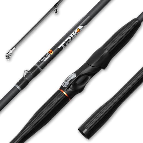 TRIKA 6X Spinning/Casting Carbon Rod Carbon Weave Rod for Extra Sensitive Vibration | Longer Casting | Lightweight Freshwater Fishing Pole - style: Spinning - 7' Medium Lite Fast 2 Pc.