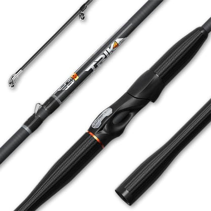 TRIKA 6X Spinning/Casting Carbon Rod Carbon Weave Rod for Extra Sensitive Vibration | Longer Casting | Lightweight Freshwater Fishing Pole - style: Spinning - 7' Medium Lite Fast 2 Pc.