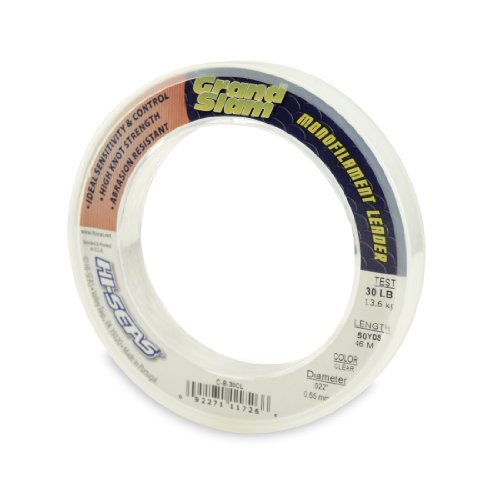 HI-SEAS Grand Slam Monofilament Fishing Leader - Superior Strong Clear Black, for Freshwater & Saltwater Big Game Bottom Fishing, Trolling - color: Clear, style: 50 Yd, 30 Lb, .022 in / 0.55 Mm
