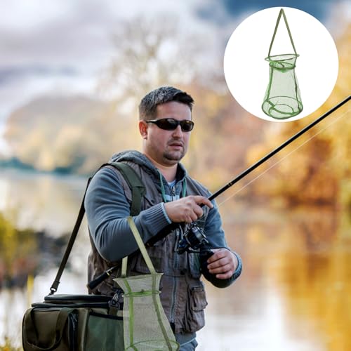 GANAZONO Foldable Fishing Basket Net 3-Layer Mesh Small Collapsible Fish Keeper Net Portable Shrimp Bait Pen for Freshwater Saltwater Fishing Trips