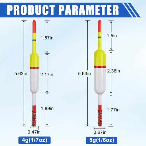 Wood Slip Bobbers Fishing Floats and Bobbers Spring Oval Stick Slip Floats for Crappie Catfish Trout Panfish Walleyes Bass Fishing 10/20pcs - color: 2.36in*0.67in*5.63in-10pcs