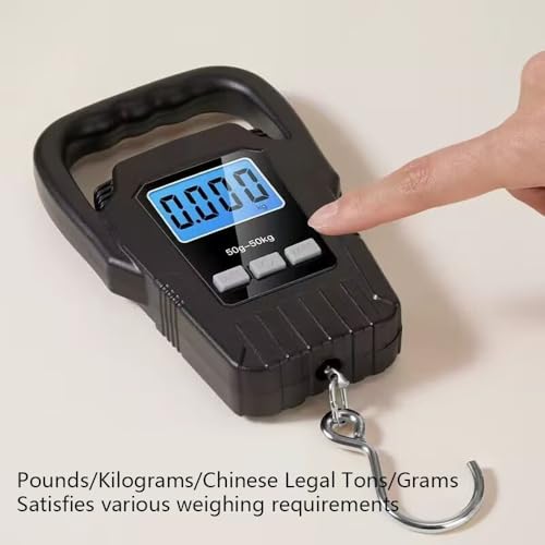 Digital Fish Scale Hanging Scale Fishing Scale, 110lb/50kg Luggage Scale,Fish Weighing Scale, Upgrade Large Handle & Backlit LCD Display, Black,Fishing Gifts for Men, Battery not Included