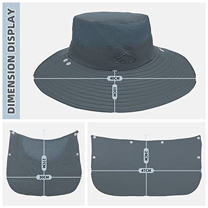 Fishing Hat for Men Sun Protection Hat with Removable Mesh Face Neck Flap Cover Windproof Strap for Men and Women - color: Dark Grey