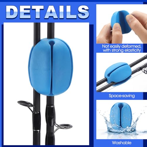 30 Pieces Silicone Fishing Rod Holder Straps Portable Fishing Rod Fixed Ball Rubber 5 Hole Lightweight Tackle Ball for Fish Enthusiasts Portable Fixed Straps Rubber - color: Blue
