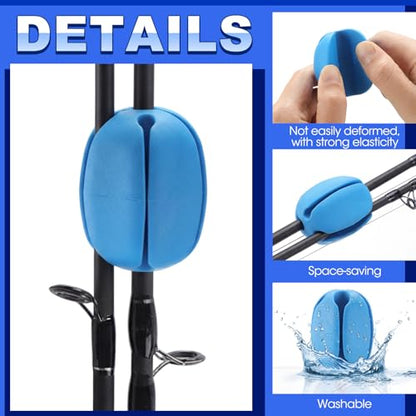 30 Pieces Silicone Fishing Rod Holder Straps Portable Fishing Rod Fixed Ball Rubber 5 Hole Lightweight Tackle Ball for Fish Enthusiasts Portable Fixed Straps Rubber - color: Blue
