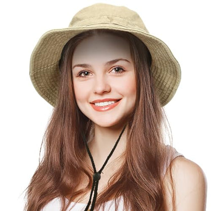 Men's Bucket Hat Camo Outdoor Sun Protection, Breathable Quick-Dry Fishing Gardening Hiking Hat ,UPF50+ Cotton Wide Brim - color: Yellow