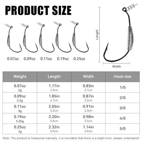 Weighted Swimbait Hooks,Weedless Fishing Jig Heads with Twist Lock,for Soft Plastic Worm Saltwater Freshwater Fishing Hooks