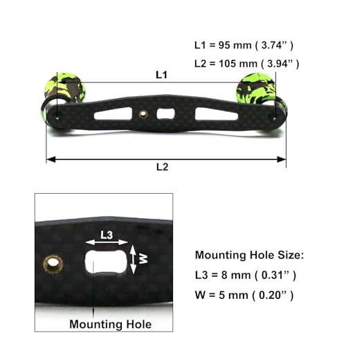 Mr. Z 95mm Carbon Fiber Baitcasting Reel Handle Compatible for Abu Garcia Shimano Daiwa Light Weight Low Profile Casting Reel - color: Camo Green, size: Left-handed