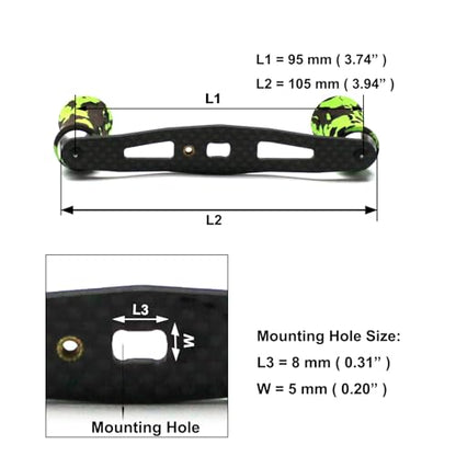 Mr. Z 95mm Carbon Fiber Baitcasting Reel Handle Compatible for Abu Garcia Shimano Daiwa Light Weight Low Profile Casting Reel - color: Camo Green, size: Right-handed
