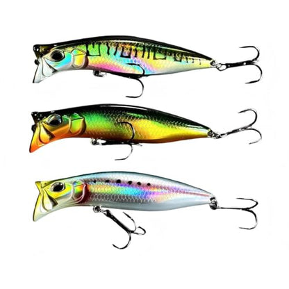 9cm/13g 3pcs/Box Floating Topwater Fishing Lures Surface Popper Fishing Lure Long Casting Artificial Bait Topwater Pencil Swimbait Wobblers Flounder Sea Bass Pike - color: A