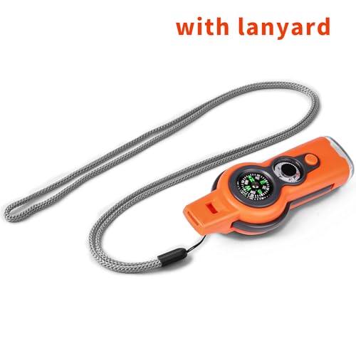 Emergency Survival Function Whistle, Outdoor Multifunctional Tool Safety Whistle with Lanyard, Ideal for Kayaking, Boating, Hiking, Camping, Climbing, Hunting,Rescue Signaling - color: orange2pcs
