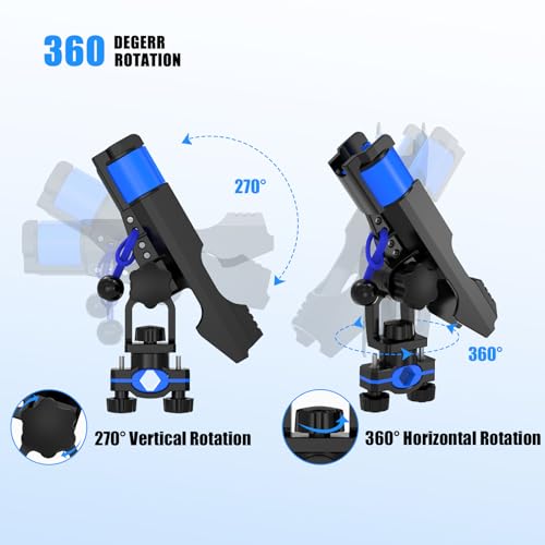 VEXPLO Fishing Rod Holder for Boat, Pole Mount Fishing Pole Holders for Boats Fit Various Fence Tube, Secure Fishing Gear Accessories with Protective Bungee Cords and Sliding Loop for Anglers Gift