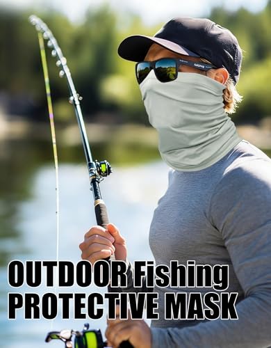 JHYWELL Cooling Neck Gaiter Face Mask, UV Protection Masks Gator, Windproof Bandana for Skiing, Fishing, Hiking, Cycling - color: Light Grey
