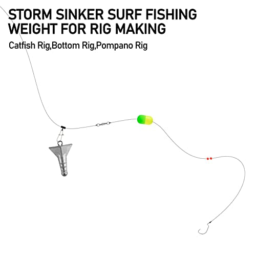Dr.Fish 5 Pack Storm Sinker Pyramid Hatteras Surf Fishing Lead Weight Saltwater Beach Casting Sea Bottom Holder Inshore