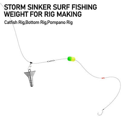 Dr.Fish 5 Pack Storm Sinker Pyramid Hatteras Surf Fishing Lead Weight Saltwater Beach Casting Sea Bottom Holder Inshore
