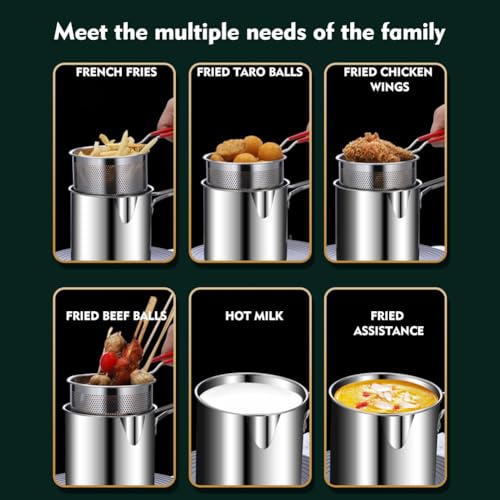 49oz Deep Frying Pot Set – w/Basket, Lid, Tongs for Tempura, Chicken, Fries & Fish