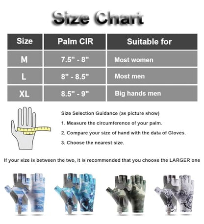 Sun Gloves UPF 50+ Fishing Gloves, Fingerless Sun Protection UV Protection Fishing Gloves Men/Women for Kayaking, Hiking, Paddling, Driving