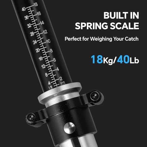 Sougayilang 15" Fish Lip Gripper with Integrated Scale, 40lb Built-in 360° Rotating Handle Non-Slip EVA Grip, Fishing Tool for Saltwater Freshwater Catch and Release