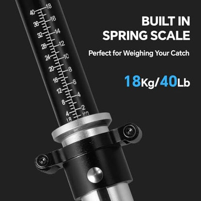 Sougayilang 15" Fish Lip Gripper with Integrated Scale, 40lb Built-in 360° Rotating Handle Non-Slip EVA Grip, Fishing Tool for Saltwater Freshwater Catch and Release