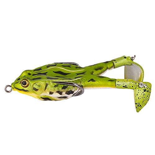 Topwater Frog Lures Fishing Lures, Soft Frog Fishing Bait Freshwater & Saltwater Floating Bait with Weedless Hooks, Bass Trout Musky Pike Lures Kit Fishing Accessories (DG9013-3.54" 0.46oz)