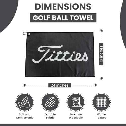K9King Funny Microfiber Towel - Premium Golf Towel with Clip Holder - Ideal Golf Accessories for Men and Women - Black/White - color: Black/White