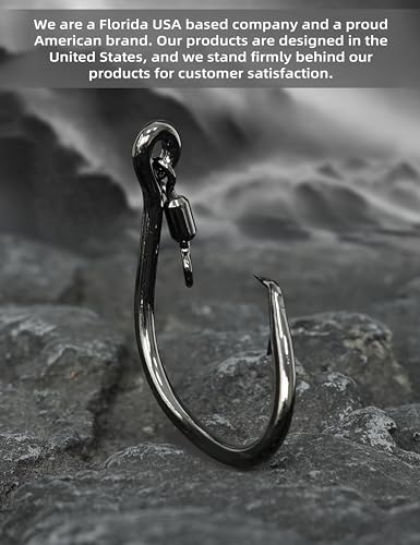 BLUEWING Wide Gap Offset Circle Hook with Big Game Stainless Steel Swivel, Live Bait, Ringed for Freshwater and Saltwater - size: 8/0 - 5pcs