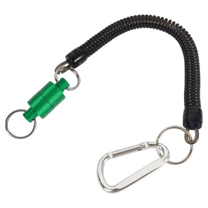 Aventik Magnetic Net Release Ultra-Strong Keychain Fly Fishing Net Retractor with Coiled Lanyard Carabiner Clip - color: Green