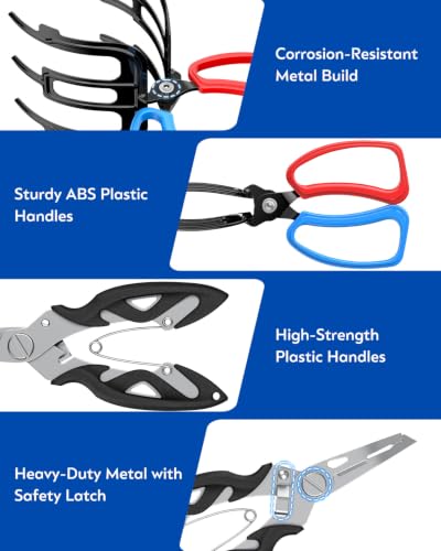 Pawfly Fish Grippers & Fishing Pliers, Fish Grabber Tool, Split Ring Pliers | Non-Slip 3 Claw Fish Control Clamps for Most Freshwater Fish, Metal Fish Hook Remover, Multifunctional Fishing Gear - size: 2pcs 3 Claw+Lure pliers