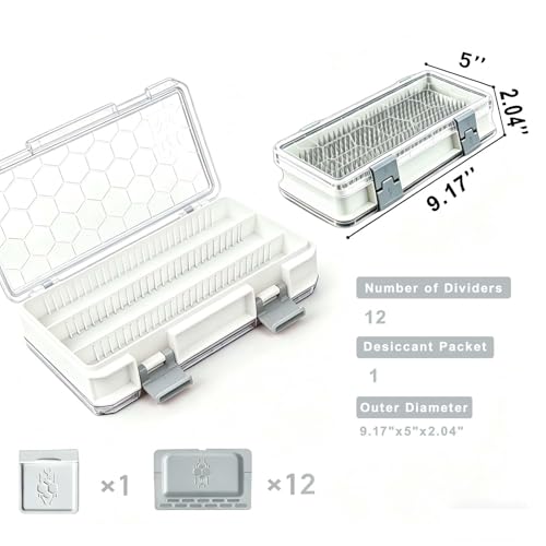 Fishing Tackle Box Tackle Tray Floating Fishing Lure Box Storage Organizer Plastic Box with Adjustable Dividers White Silicone Vertebrae