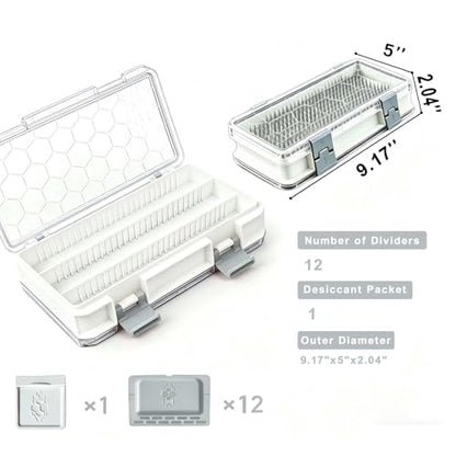 Fishing Tackle Box Tackle Tray Floating Fishing Lure Box Storage Organizer Plastic Box with Adjustable Dividers White Silicone Vertebrae