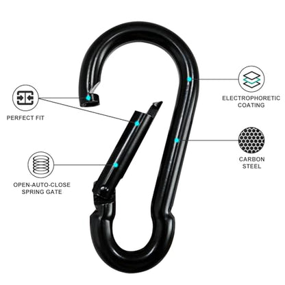 Small Carabiner Clip Hook, 1.57 inch 10 pcs Black Heavy Duty Spring Snap Hook Key Chain, Carabiners Clips for Outdoor Camping, Swing Set, Hammock, Hiking Travel, Fishing, Quick Link Keychain - size: M4-1.57"
