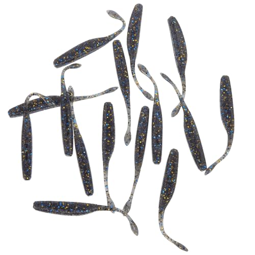 VILLCASE Soft Fishing Lures 15pcs High-Density -Free 7.5cm Reusable Fake Fishing Baits Soft Tail Swim Worms for Bass Freshwater Anglers