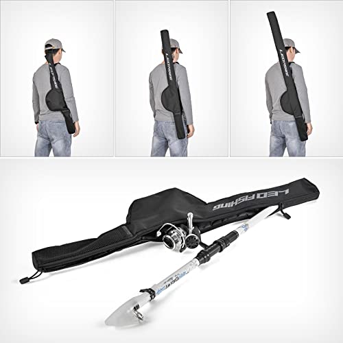 LEOFISHING Portable Fishing Rod Case Folding Fishing Pole Bag Fishing Pole Tackle Protective Cover Case Fishing Spinning Rod Bag Special Design for Fishing Poles with Reels 3 Size (Big) - size: Big-126cn/49.6in