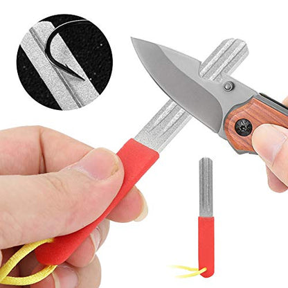 Hook Sharpener File Fishhook Sharpening Whetstone Fishing Hone Double Side 400/800 Grits Fish Grinding Hook File Portable Double Sided Fine and Medium Grit