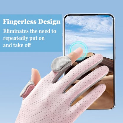MiOYOOW Sun Protection Glove, 2PCS Fingerless Fishing Gloves Breathable Mesh Gloves with Non-Slip Silicone Palm for Men Women Driving Cycling - color: Black, style: Men'S