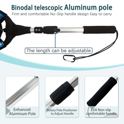 Floating Telescoping Rubber Fishing Net with Handle Lightweight Fly Fish Net Silicone Foldable Freshwater and Saltwater Extendable Fishpond Kayak Fish Landing Net - color: Floating Rubber Coated Net-Silver&Blue-36"