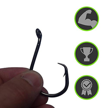 Heavyweight Catfish Hooks - Offset Octopus Circle Hooks - Pre-Tied Leaders, 5 Pack (10/0)