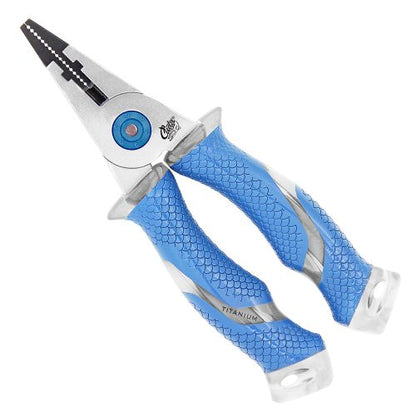 CUDA 7.5" Titanium Bonded Pliers Durable Fishing Braid, Mono & Fluorocarbon Cutter Saltwater & Freshwater Use Heavy Duty Nylon Sheath & Lanyard Included
