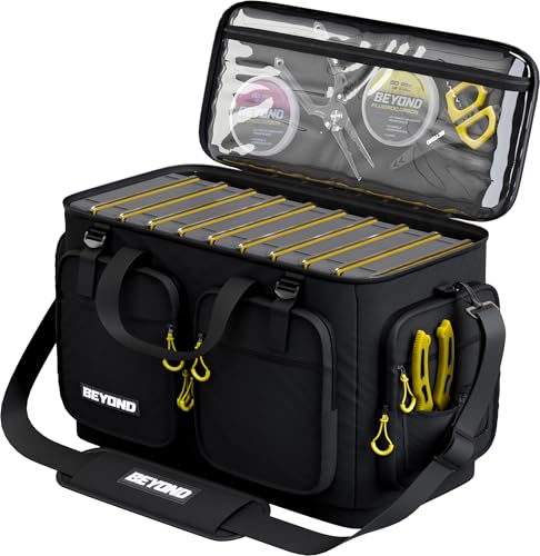 Beyond Fishing Hauler Tackle Bags - Water Resistant With Hard Molded Bottom - Perfect for Fresh Water & Salt Water Fishing Tackle Storage - Holds Tackle Boxes and Fishing Gear - size: b - Large
