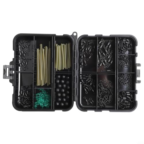 Carp Fishing Tackle Box Set, 301PCS Terminal Tackle Kit with Hooks Swivels Clips Beads, Stainless Steel & Rubber Rig Accessories for Freshwater Saltwater Bass Trout, Portable Storage Case
