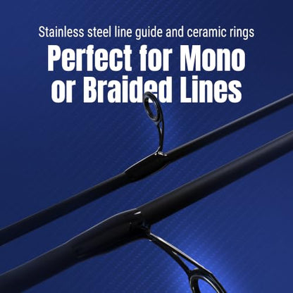 Reaction Tackle 2-Piece IM6 Carbon Fishing Rod and Reel Combo for Bass, Panfish, Trout, and Freshwater Fishing