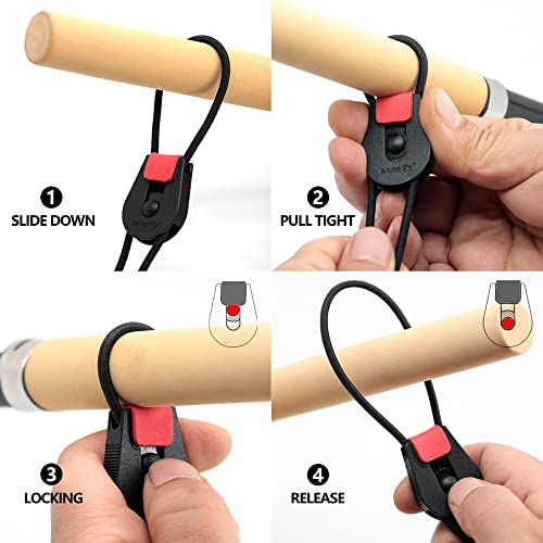 SAMSFX Fishing Rods Belt Stretchy Wrap Pole Straps Elastic Cable Ties for Casting, Spinning & Fly Rods - color: 8pcs, 4 Colors Mixed B