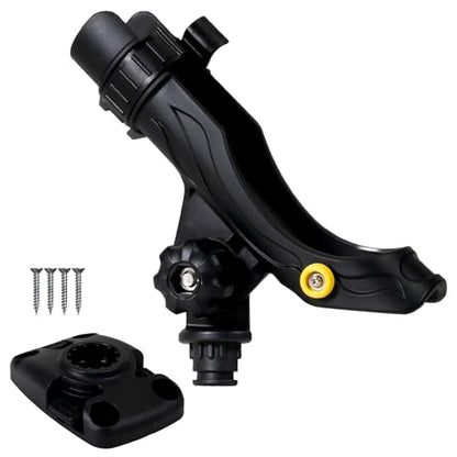 Five Oceans Fishing Rod Holder for Boat with Deck Mount Base, Black, High-Impact Nylon for Boats & Kayaks, Multiple Sizes - style: Large Rod Holder + Sliding-lock Base